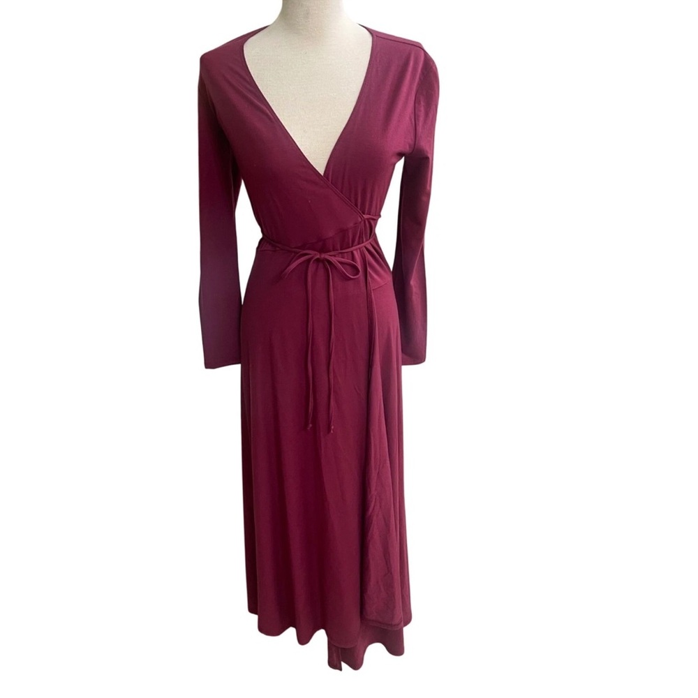 Reformation “Maurie” Burgundy Long Sleeve Midi Wrap Dress, Sz S, EEUC